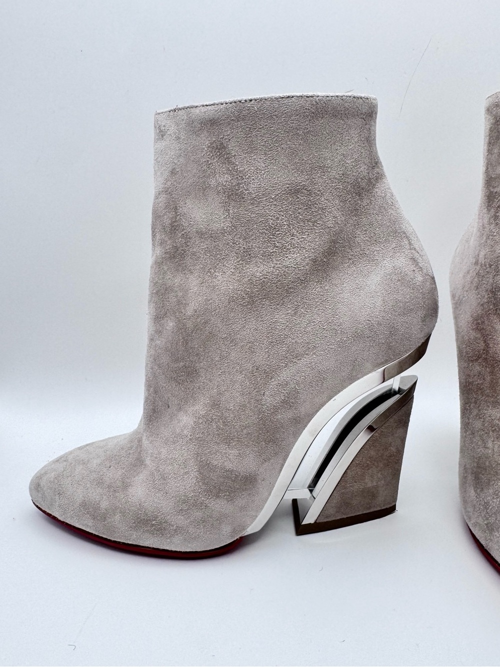 Christian Louboutin Levitibootie 100 Metal-Plex Zeppa Boots Fume/Nickel 35.5